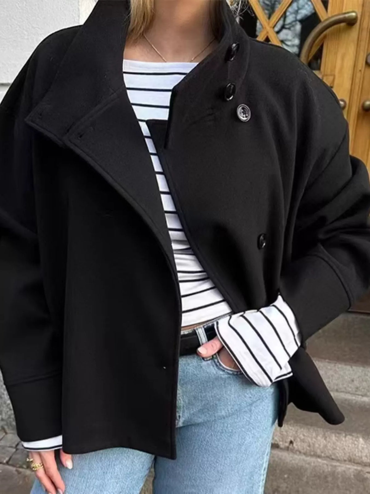 Wool Blend Long Sleeve Outerwear - Lilixa.store