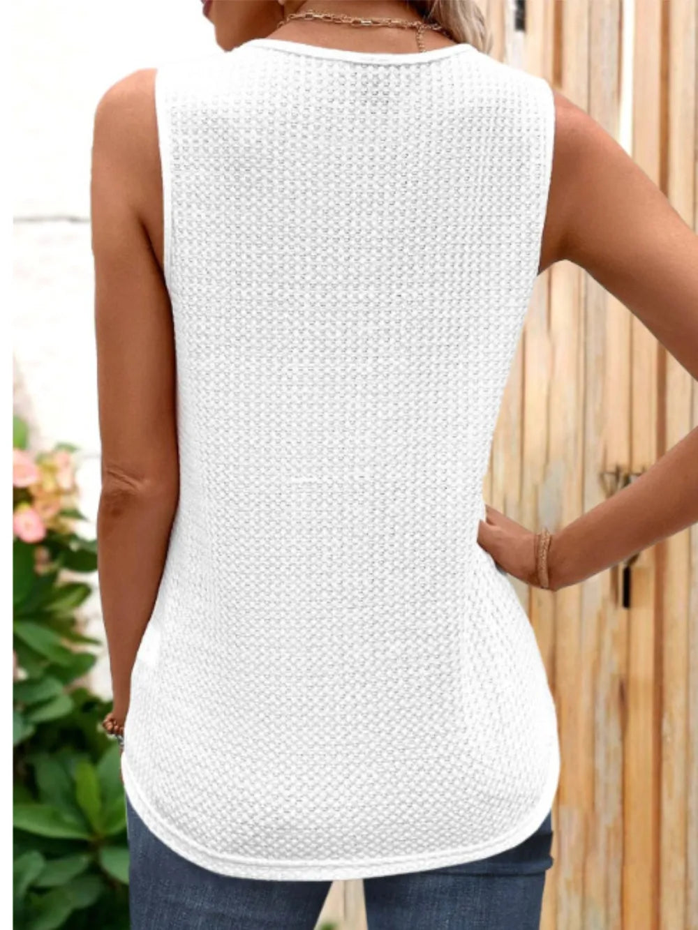 Lace Detail V-Neck Tank - Lilixa.store