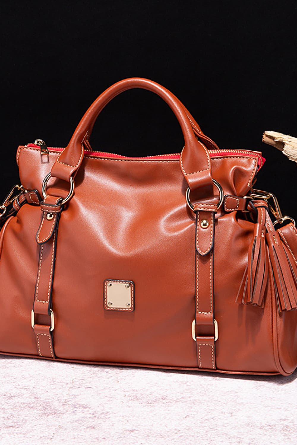 PU Leather Handbag with Tassels - Lilixa.store