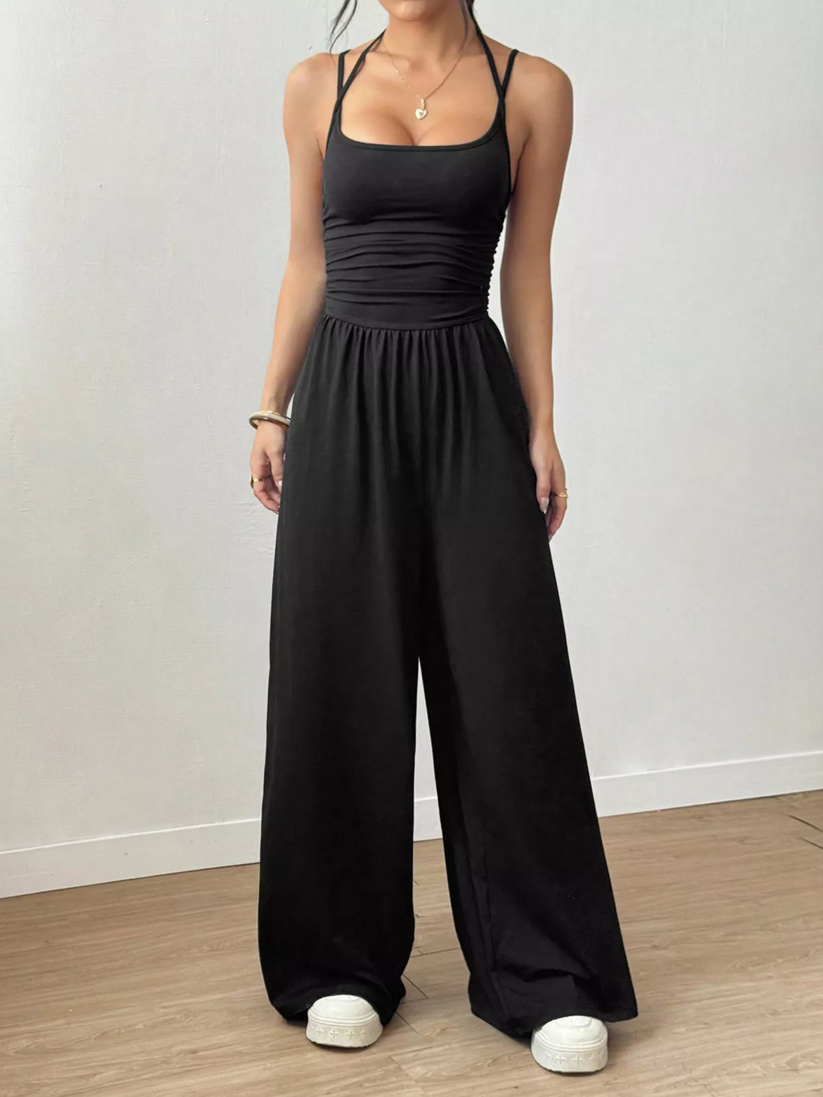 Spaghetti Strap Wide Leg Jumpsuit - Lilixa.store