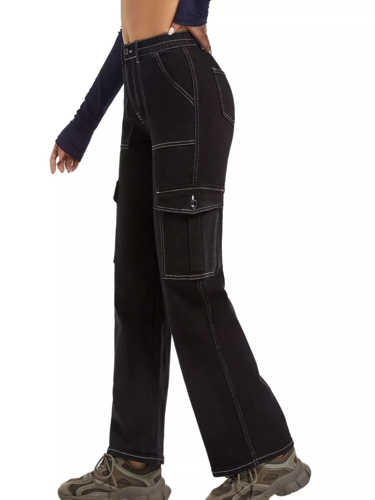 High-Waisted Cargo Jeans - Lilixa.store