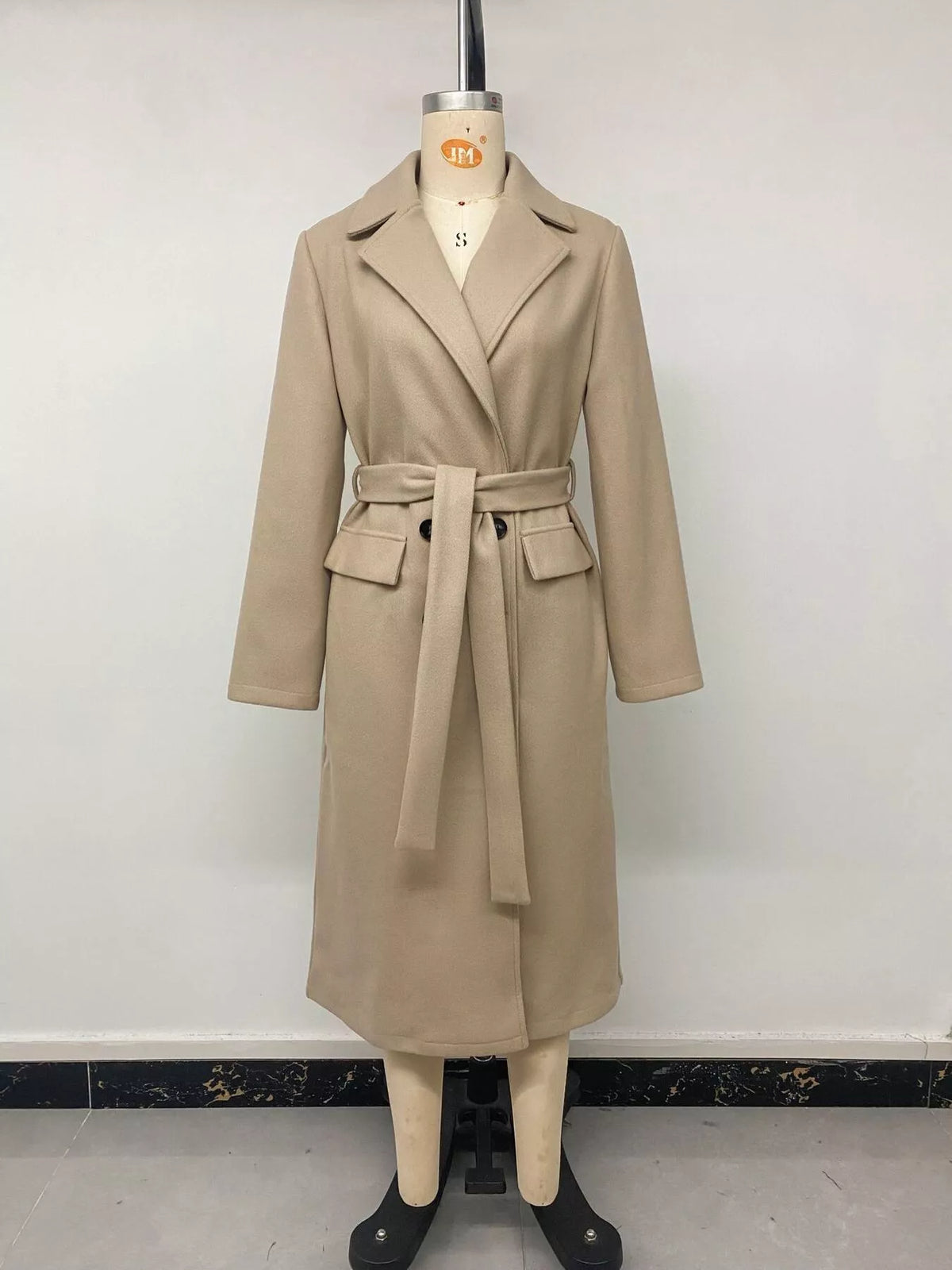 Double-Breasted Lapel Collar Longline Coat - Lilixa.store