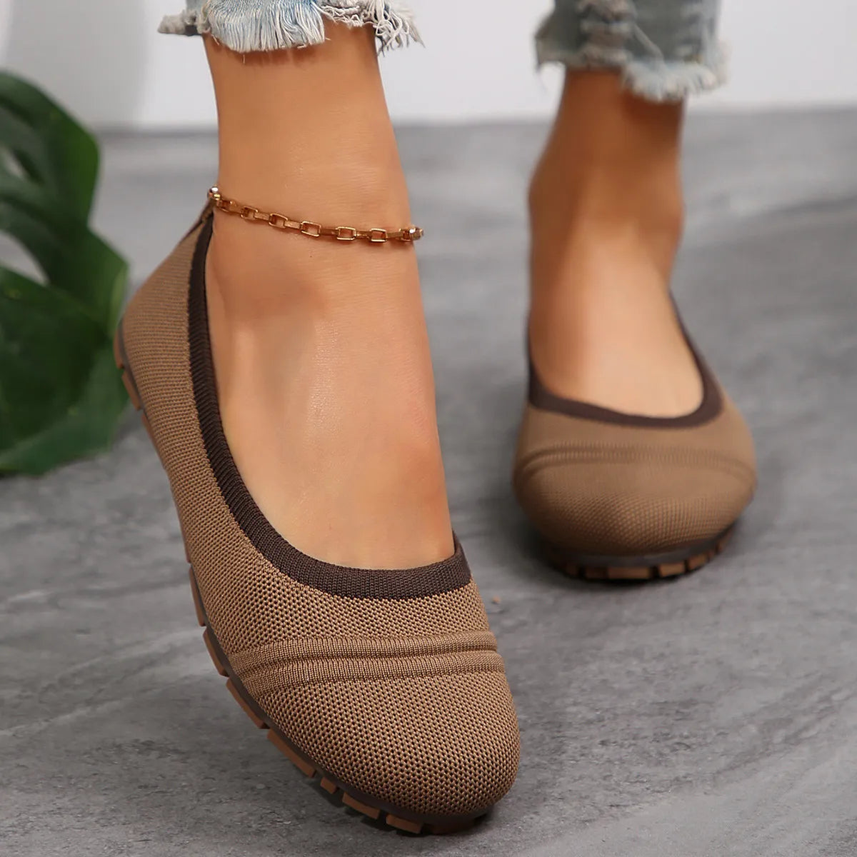 Mesh Round Toe Flat Slip-Ons, view 8