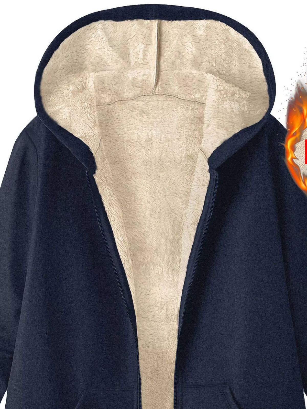 Fleece-Lined Zip Up Hooded Outerwear - Lilixa.store