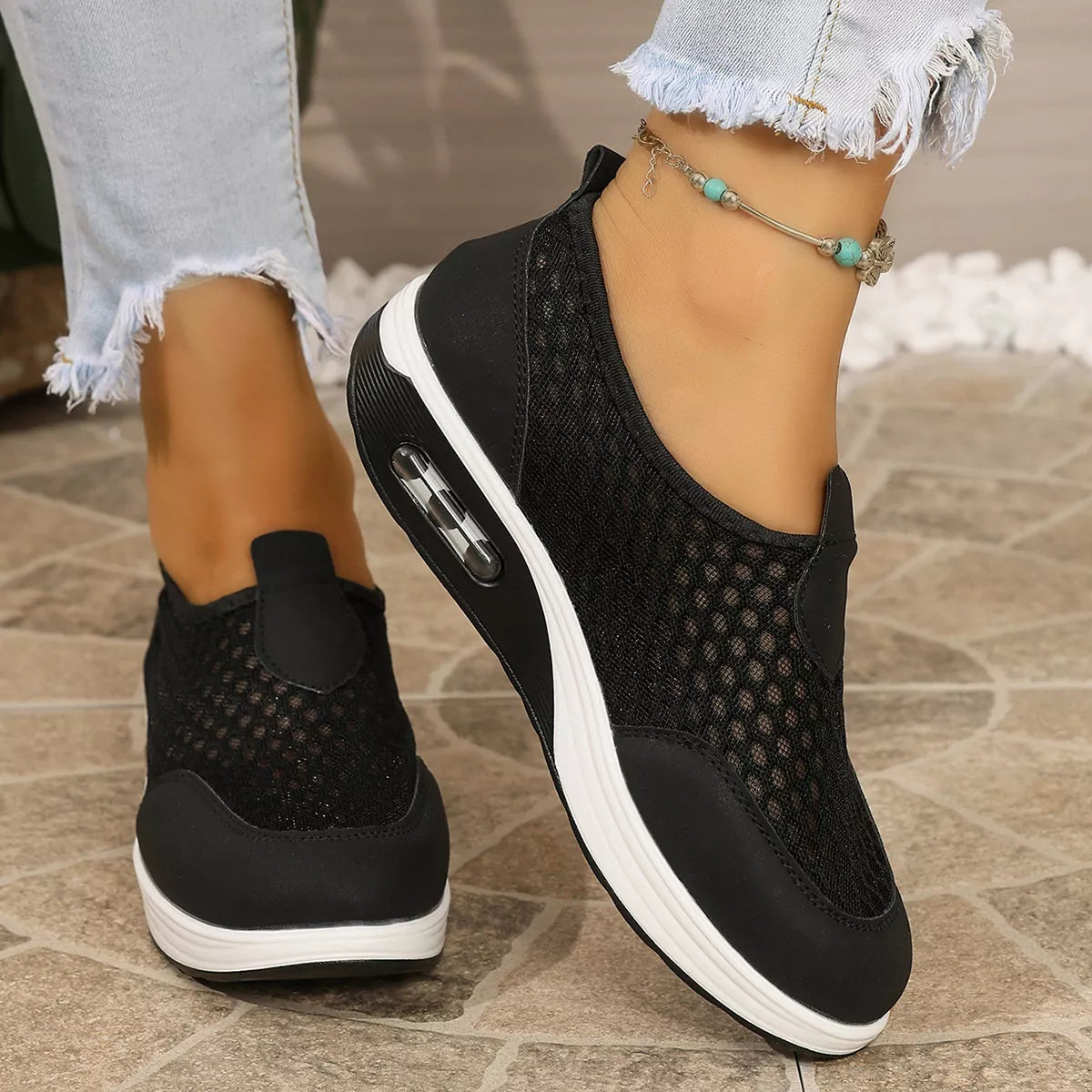 Breathable Mesh Wedge Slip-Ons - Lilixa.store