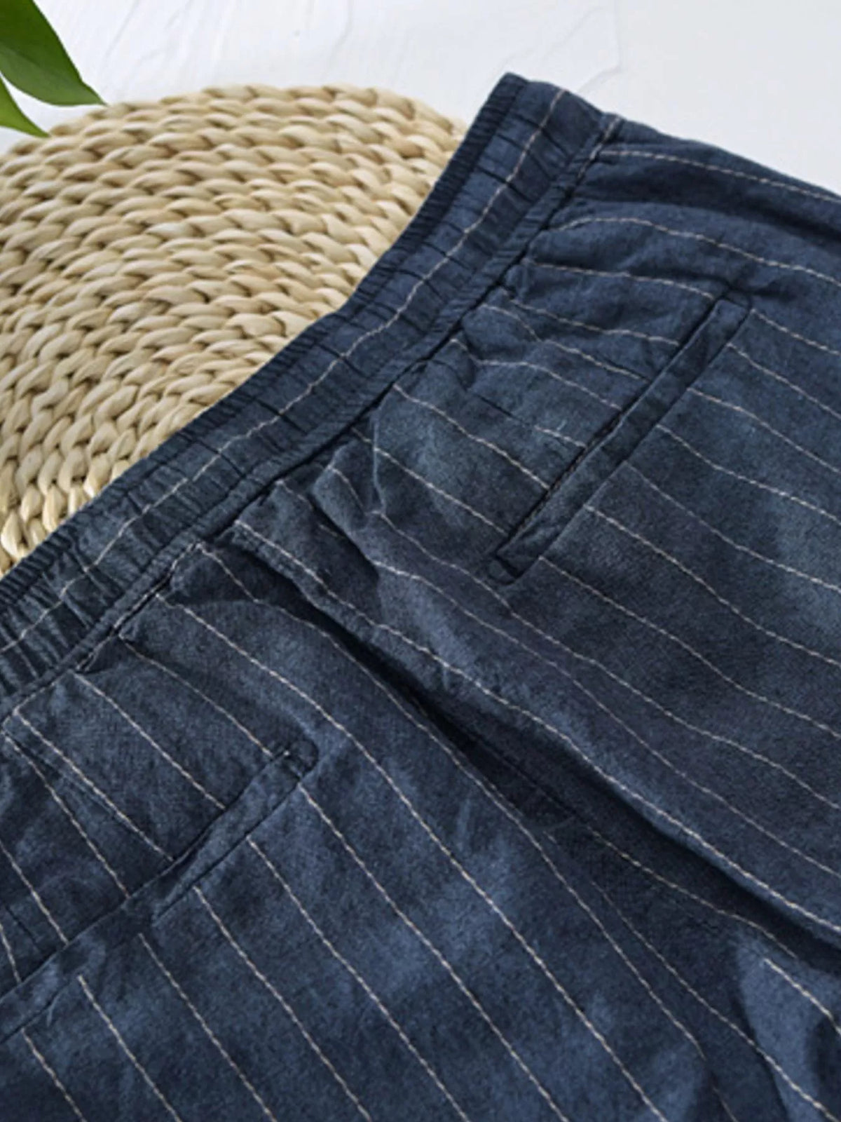 Men's Striped Casual Pants in Royal Blue, view 3