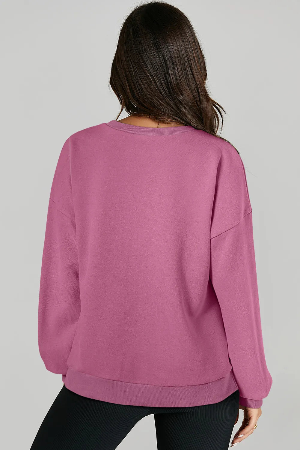 High-Low Round Neck Long Sleeve Sweatshirt - Lilixa.store