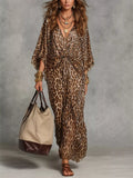 Leopard Print V-Neck Maxi Dress - Lilixa.store