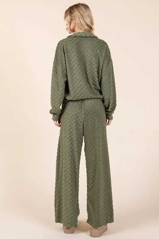 BOMBOM Tied Checkered Wide Leg Pants - Lilixa.store