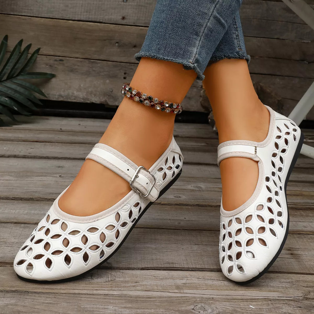 Round Toe Cutout Slip-Ons - Lilixa.store