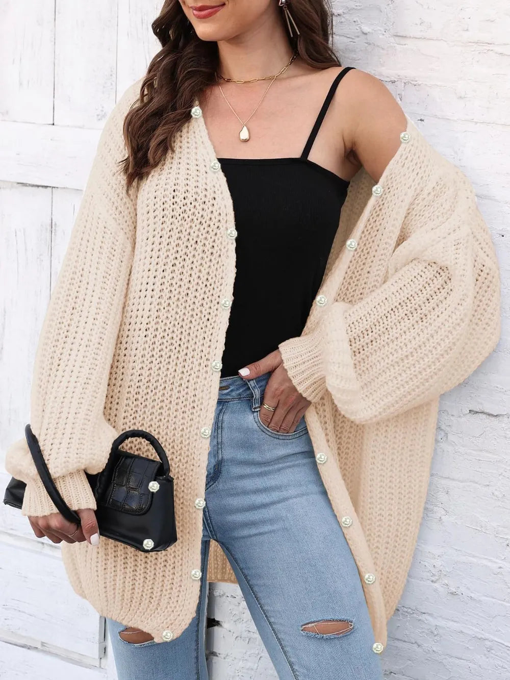 Open Front Long Sleeve Cardigan - Lilixa.store