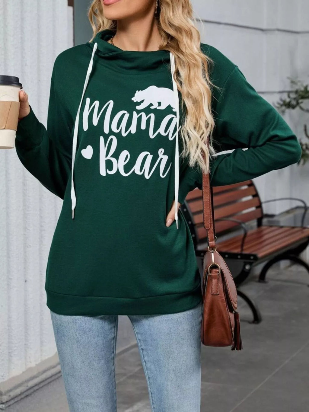 Contrast Letter Graphic Drawstring Long Sleeve Hoodie - Lilixa.store