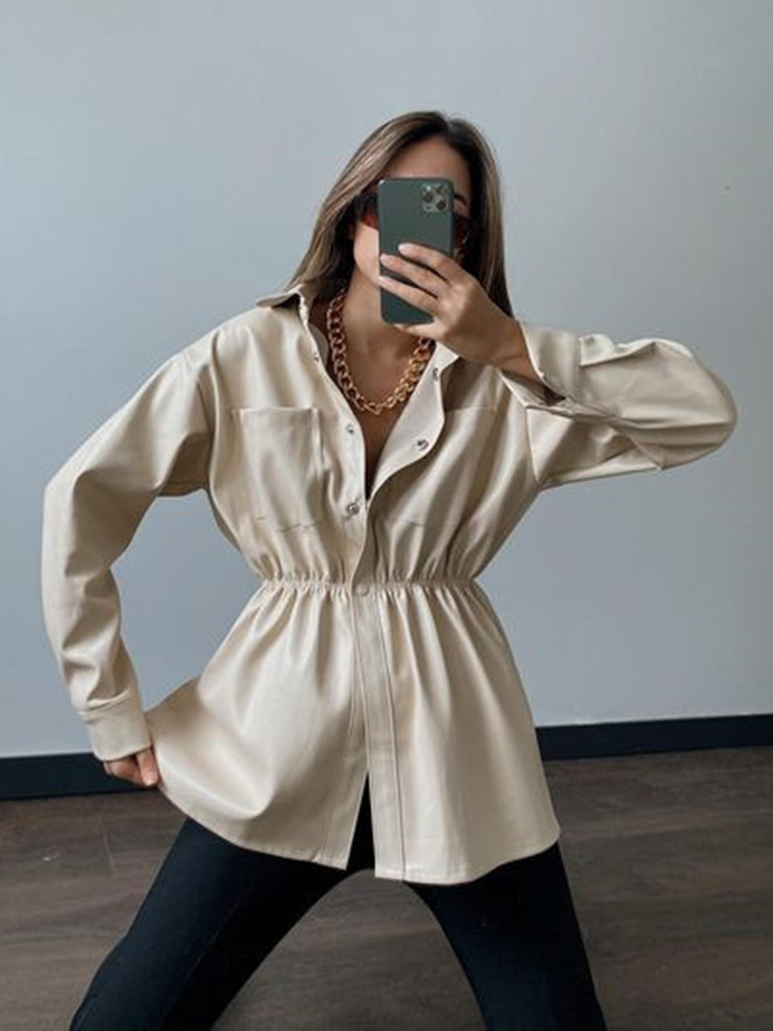 Snap Down Collared Jacket, view 3