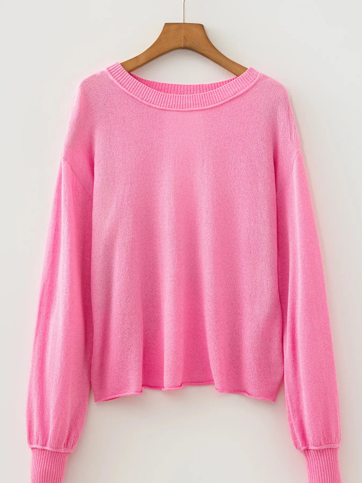 Drop Shoulder Round Neck Long Sleeve Backless Sweater - Lilixa.store