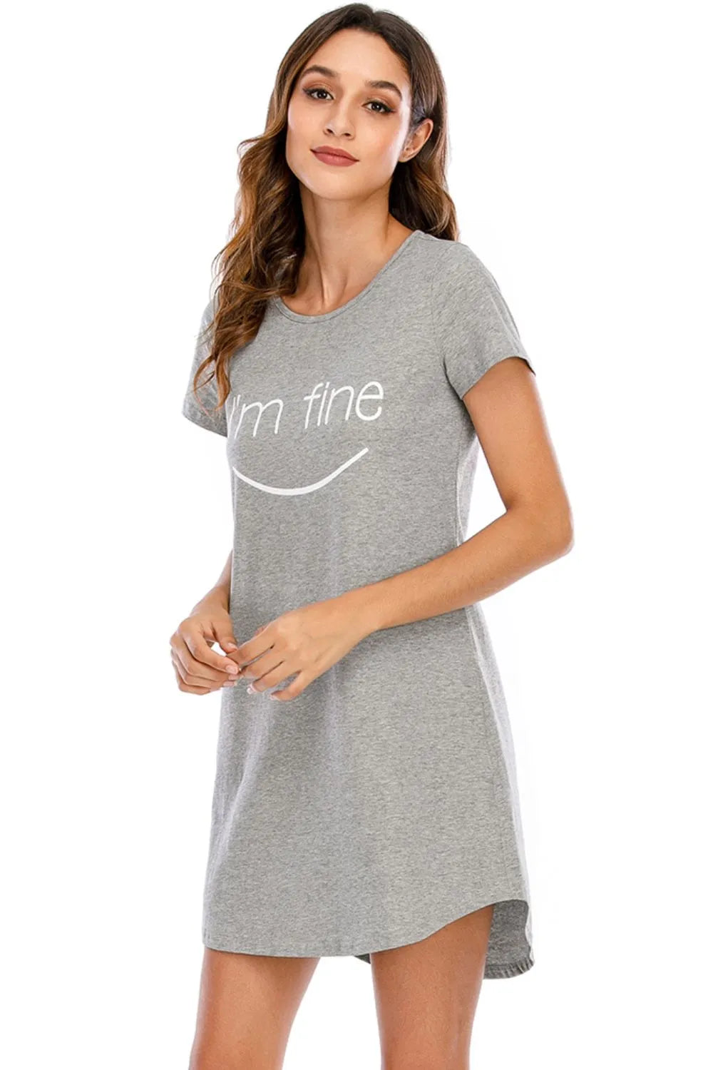Graphic Round Neck Short Sleeve Lounge Dress - Lilixa.store