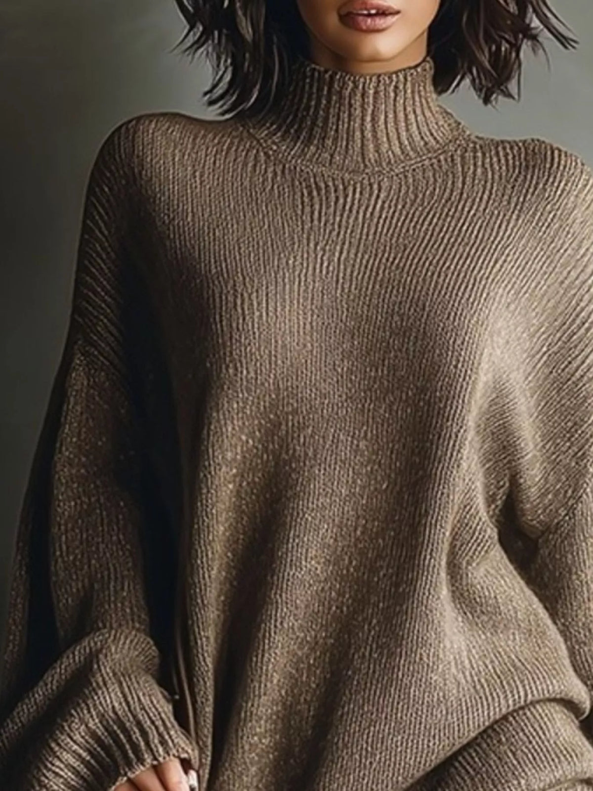 Oversized Mock Neck Long Sleeve Sweater Dress, view 5