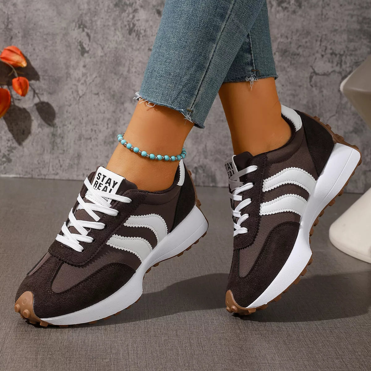 Lace Up Round Toe Sneakers - Lilixa.store