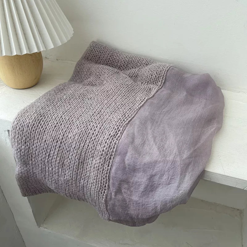 Lightweight Knitted Scarf with Dyed Edges - Lilixa.store