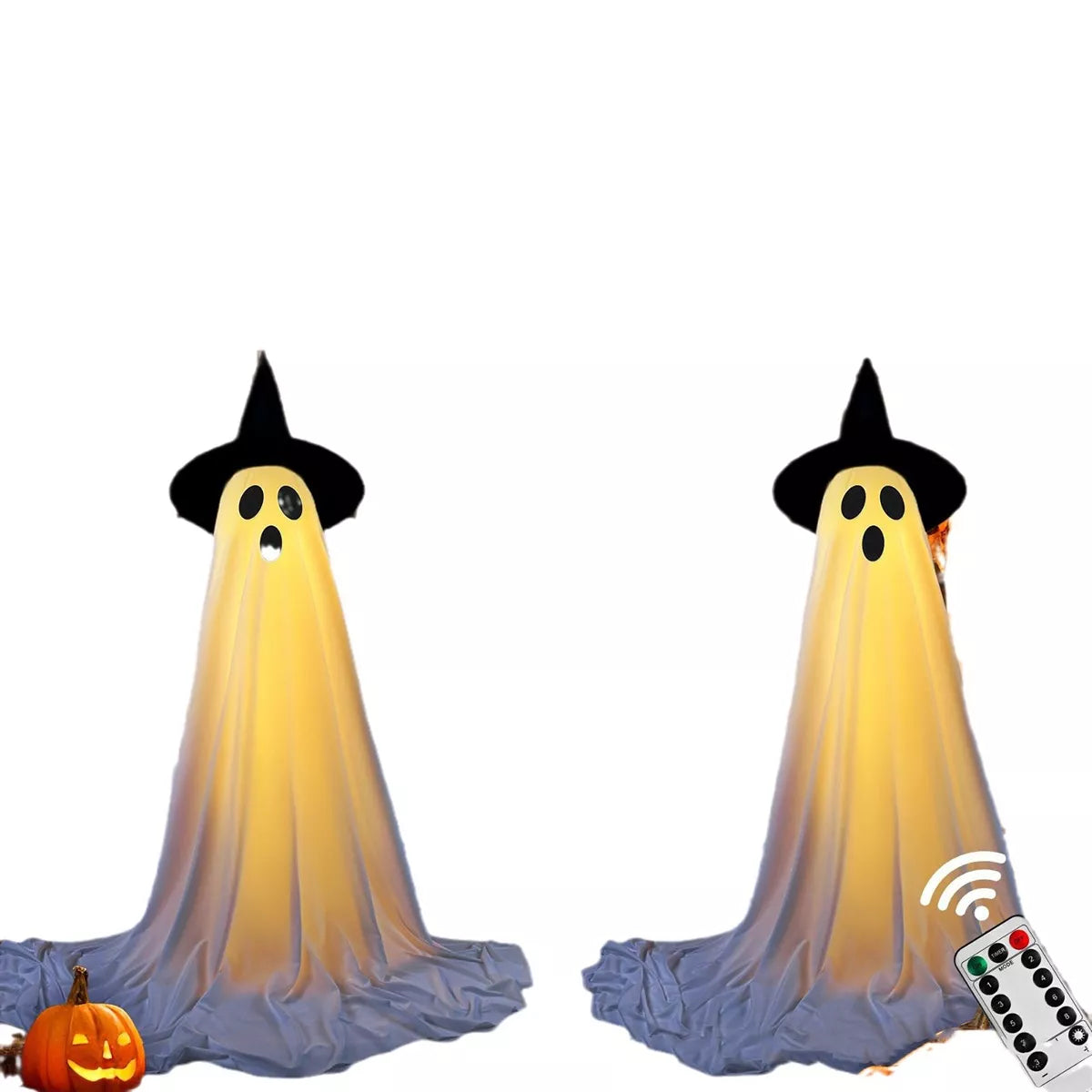 Halloween Lighted Ghost with Witch Hat 2 Piece Set - Lilixa.store