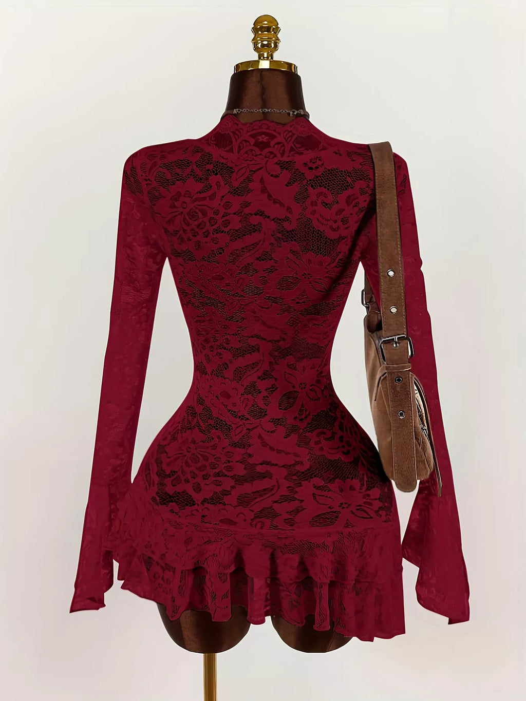 Lace V-Neck Long Sleeve Ruffled Blouse - Lilixa.store