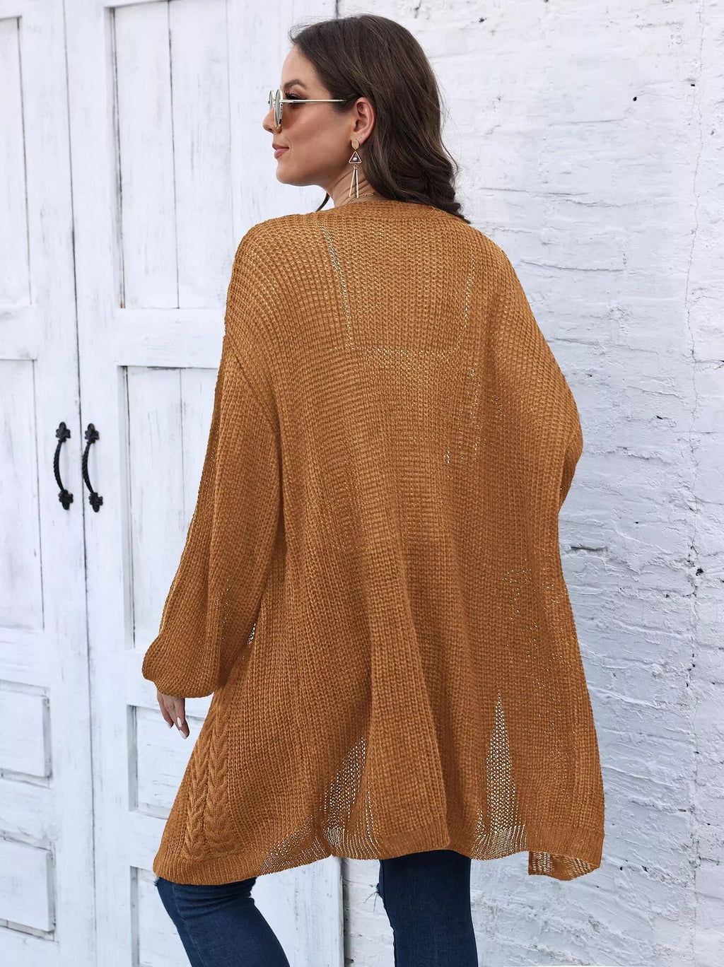 Open Front Long Sleeve Cardigan - Lilixa.store