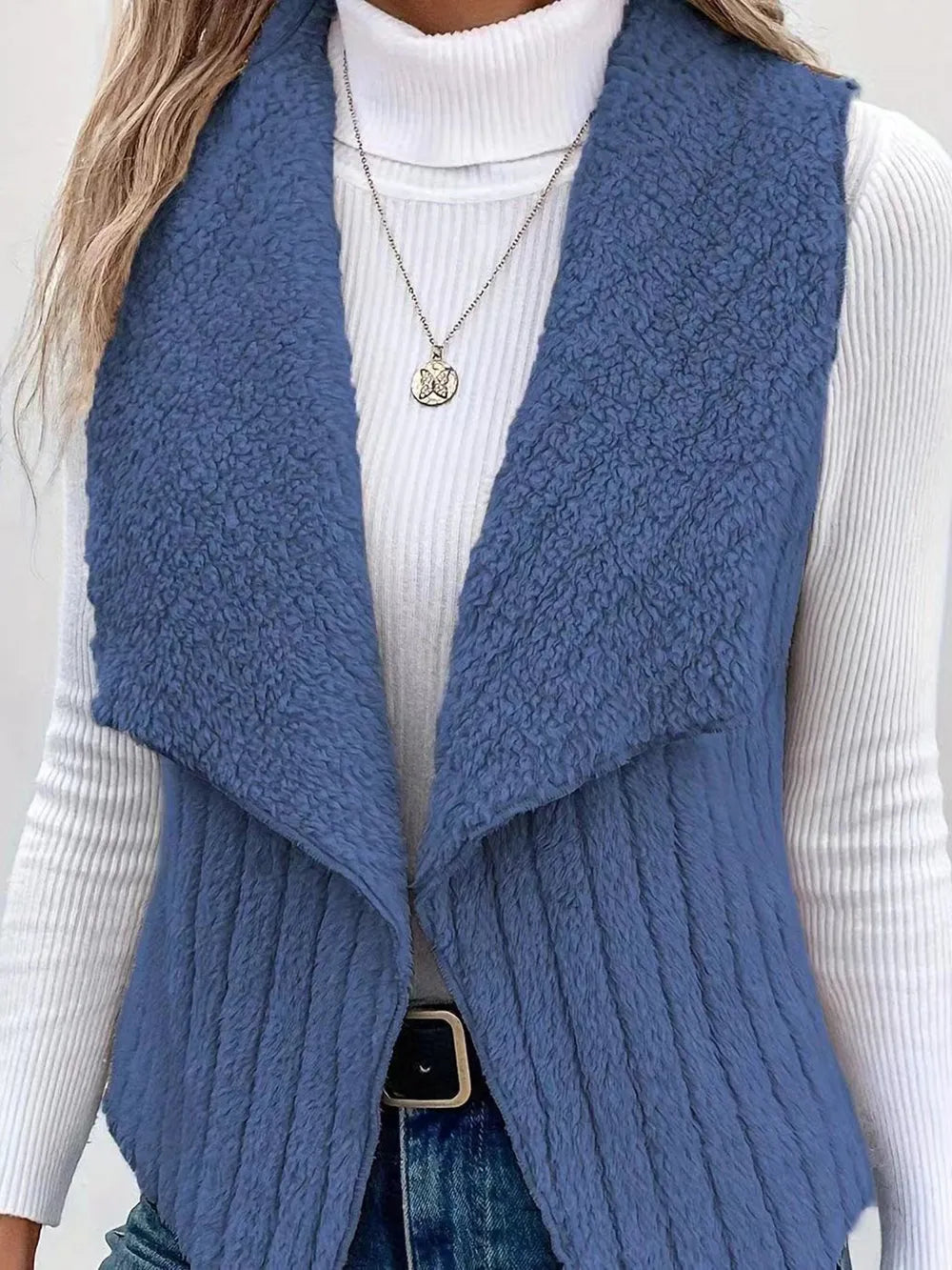 Open Front Fuzzy Vest Coat, view 10