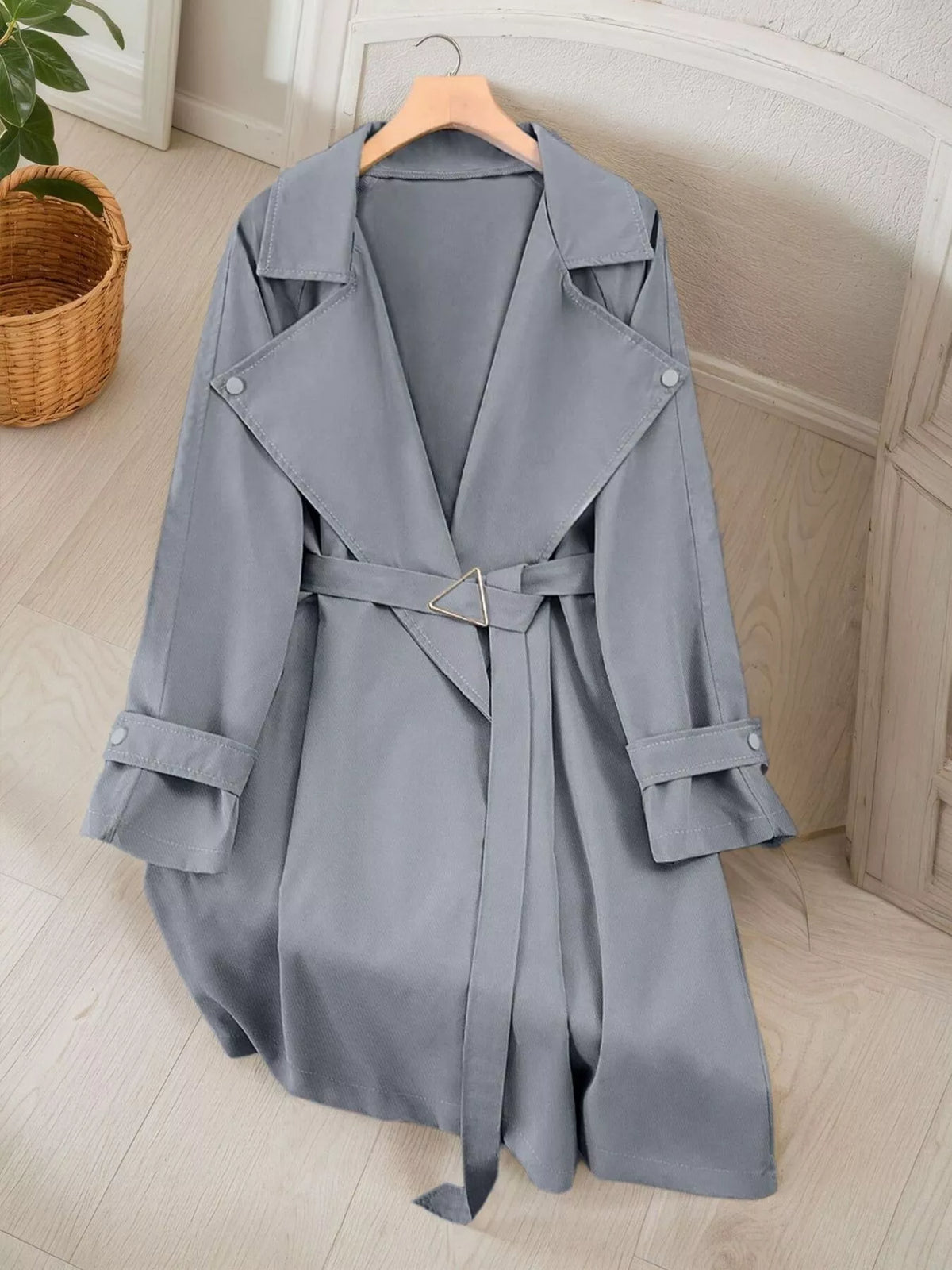 Lapel Collar Longline Trench Coat - Lilixa.store
