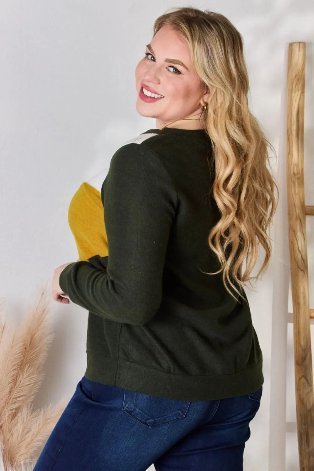 Hailey & Co Full Size Colorblock V-Neck Blouse - Lilixa.store