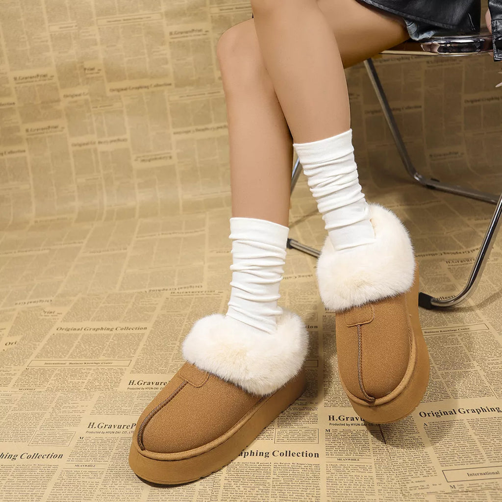 Fuzzy Trim Platform Boots, view 6
