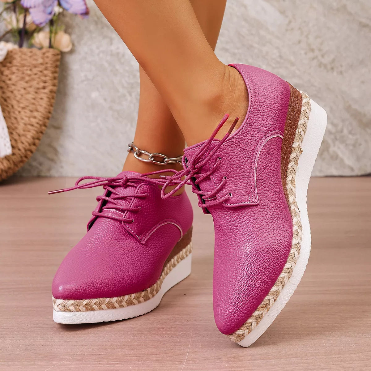 Point Toe Lace Up Sneakers - Lilixa.store