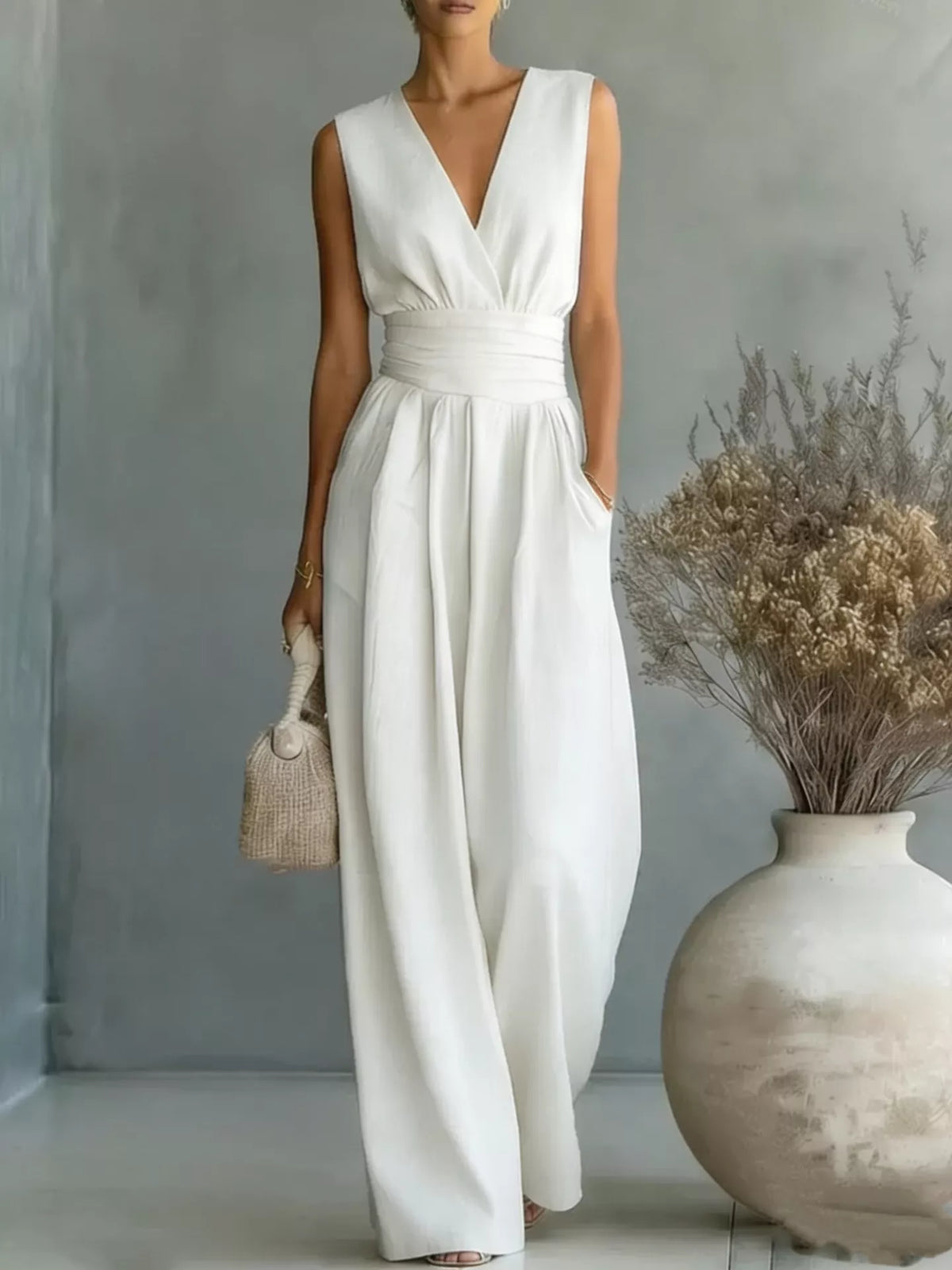 Full Size Sleeveless Wide-Leg Jumpsuit Plus Size - Lilixa.store