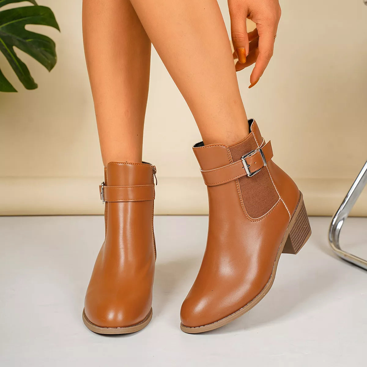 Point Toe Block Heels Boots