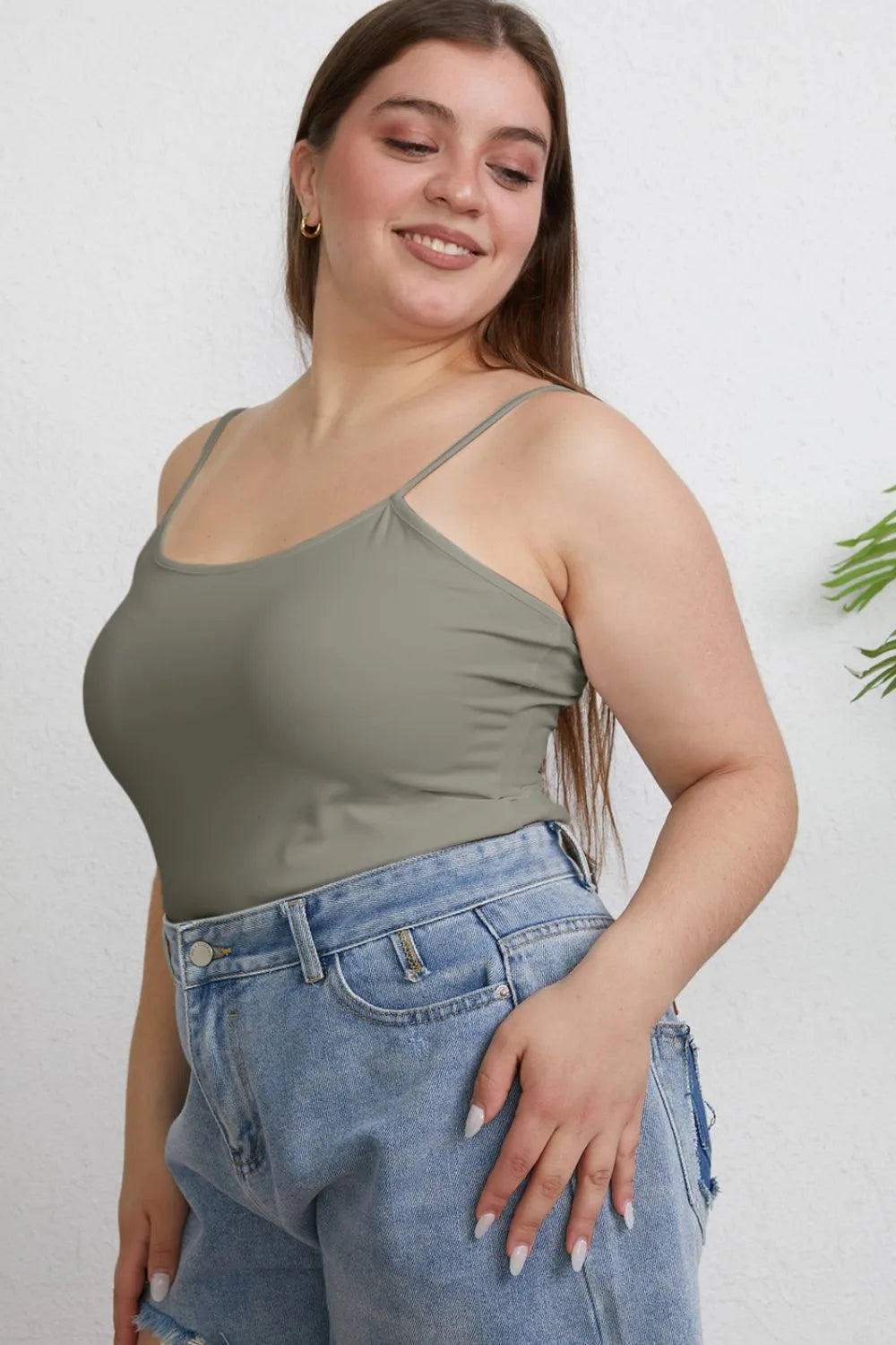Basic Bae Full Size Round Neck Slim Cami Plus Size - Lilixa.store