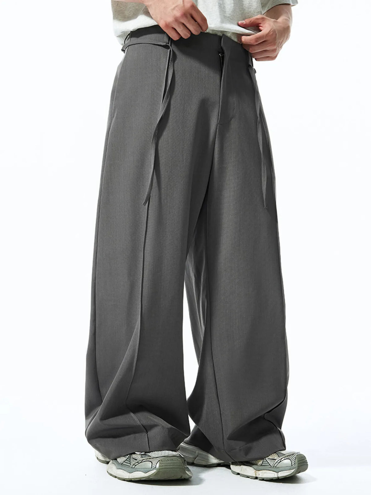 Men's High-Waist Wide-Leg Pants in Grey