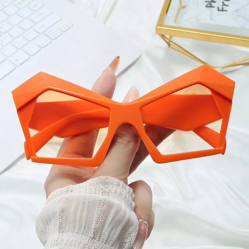 Oversized Geometric Orange Fashion Sunglasses - Lilixa.store