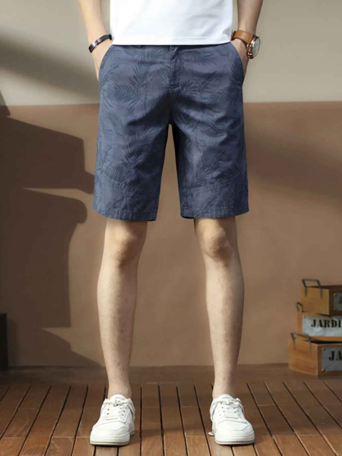 Men's Printed Loose Fit Shorts in Blue