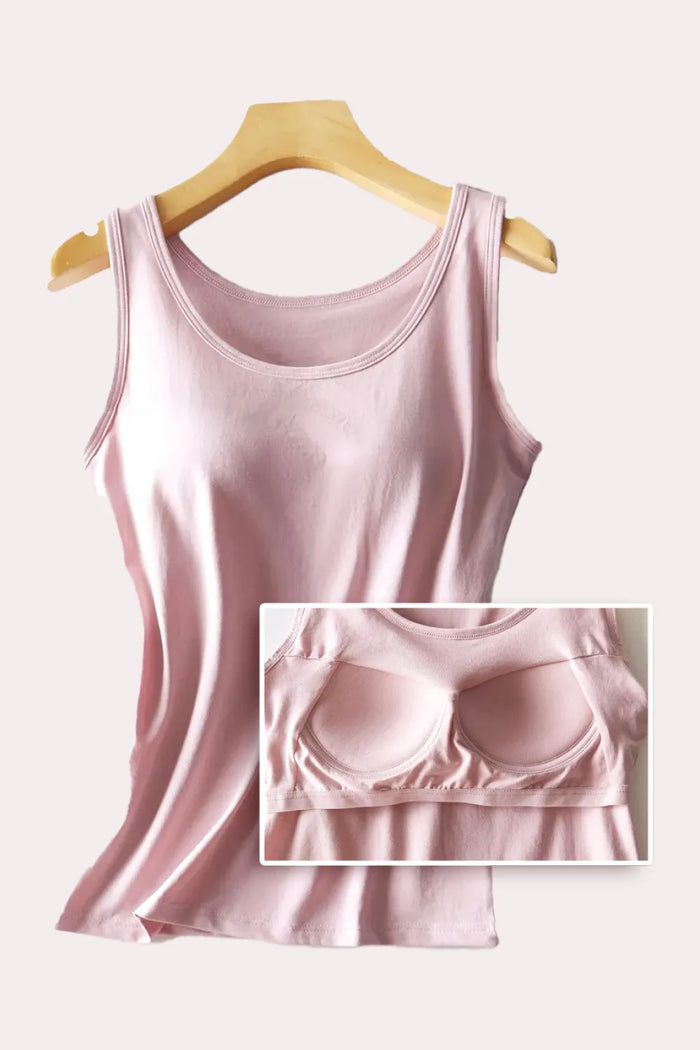 Round Neck Tank with Bra - Lilixa.store