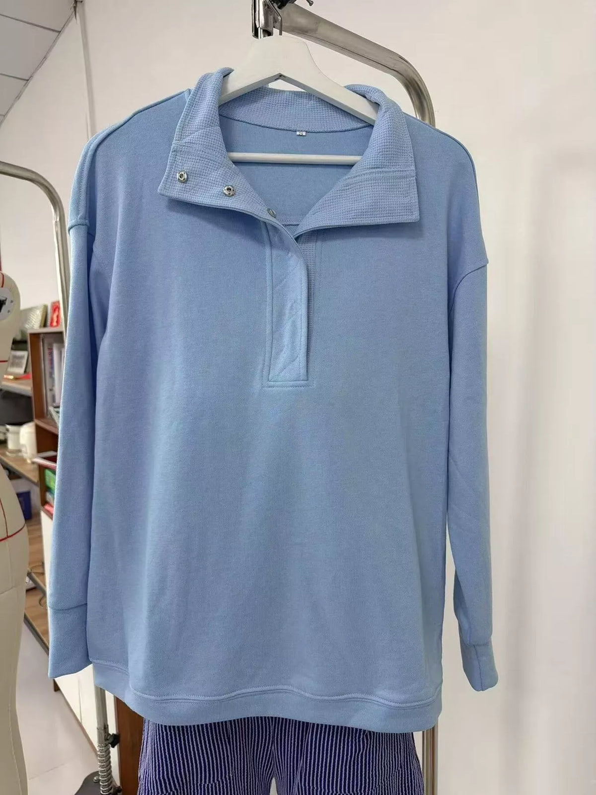 Half Snap Dropped Shoulder Sweatshirt - Lilixa.store