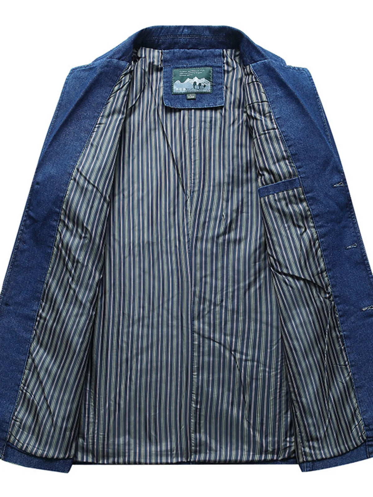 Men's Plus Size Button Up Long Sleeve Denim Blazer - Lilixa.store