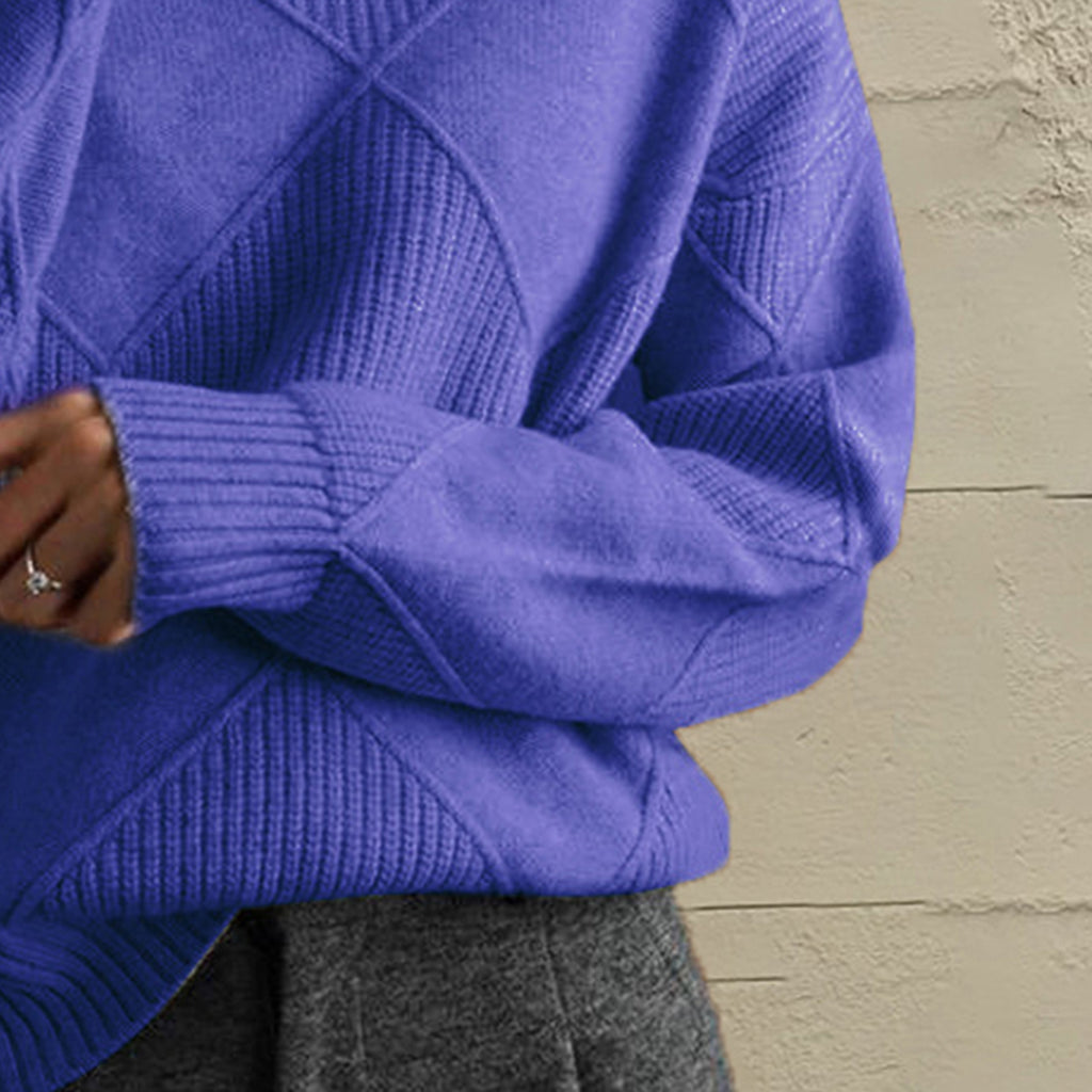 Geometric Turtleneck Long Sleeve Sweater - Lilixa.store