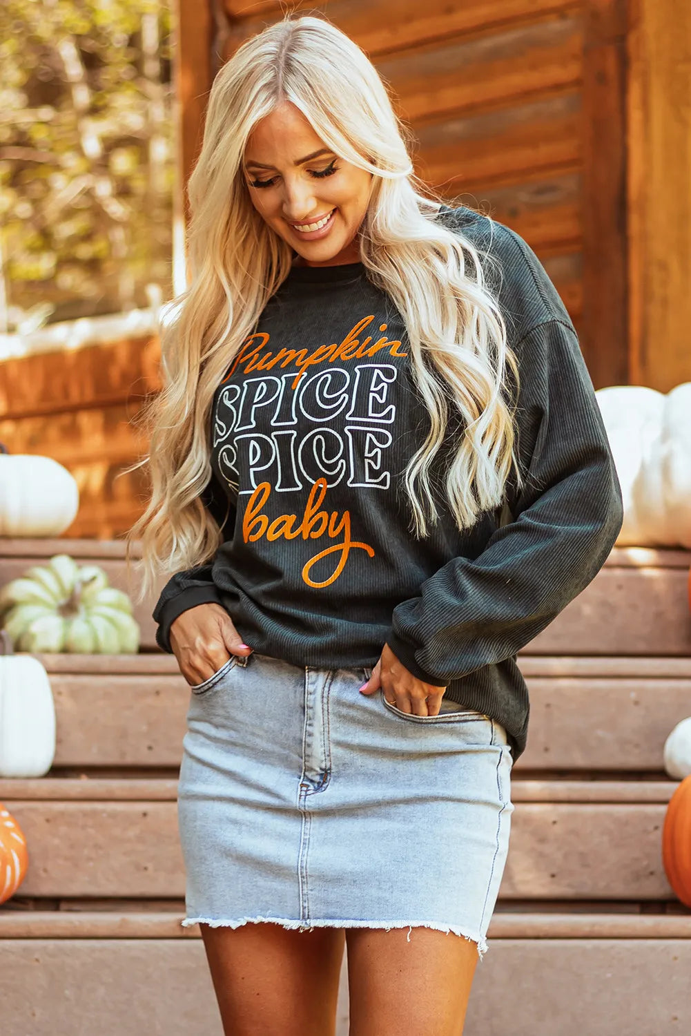 Letter Graphic Round Neck Long Sleeve Sweatshirt - Lilixa.store