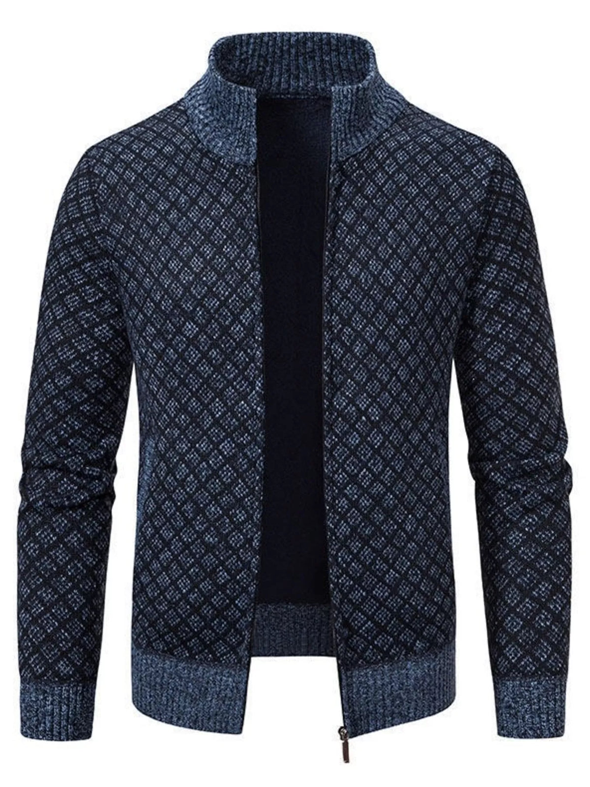 Men's Plus Size Geometric Patterned Full-Zip Cardigan - Lilixa.store