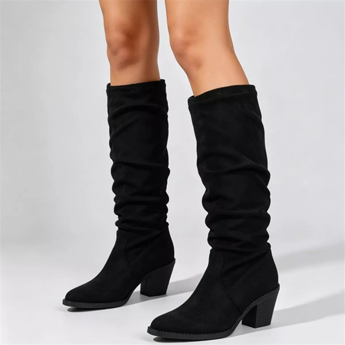 Point Toe Block Heels Boots - Lilixa.store