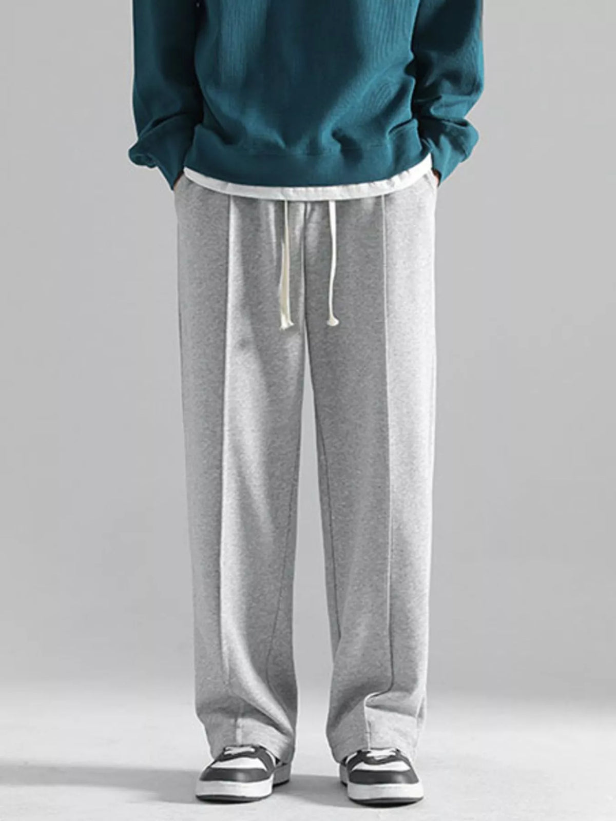 Men's Plus Size Casual Wide Leg Drawstring Pants, view 4