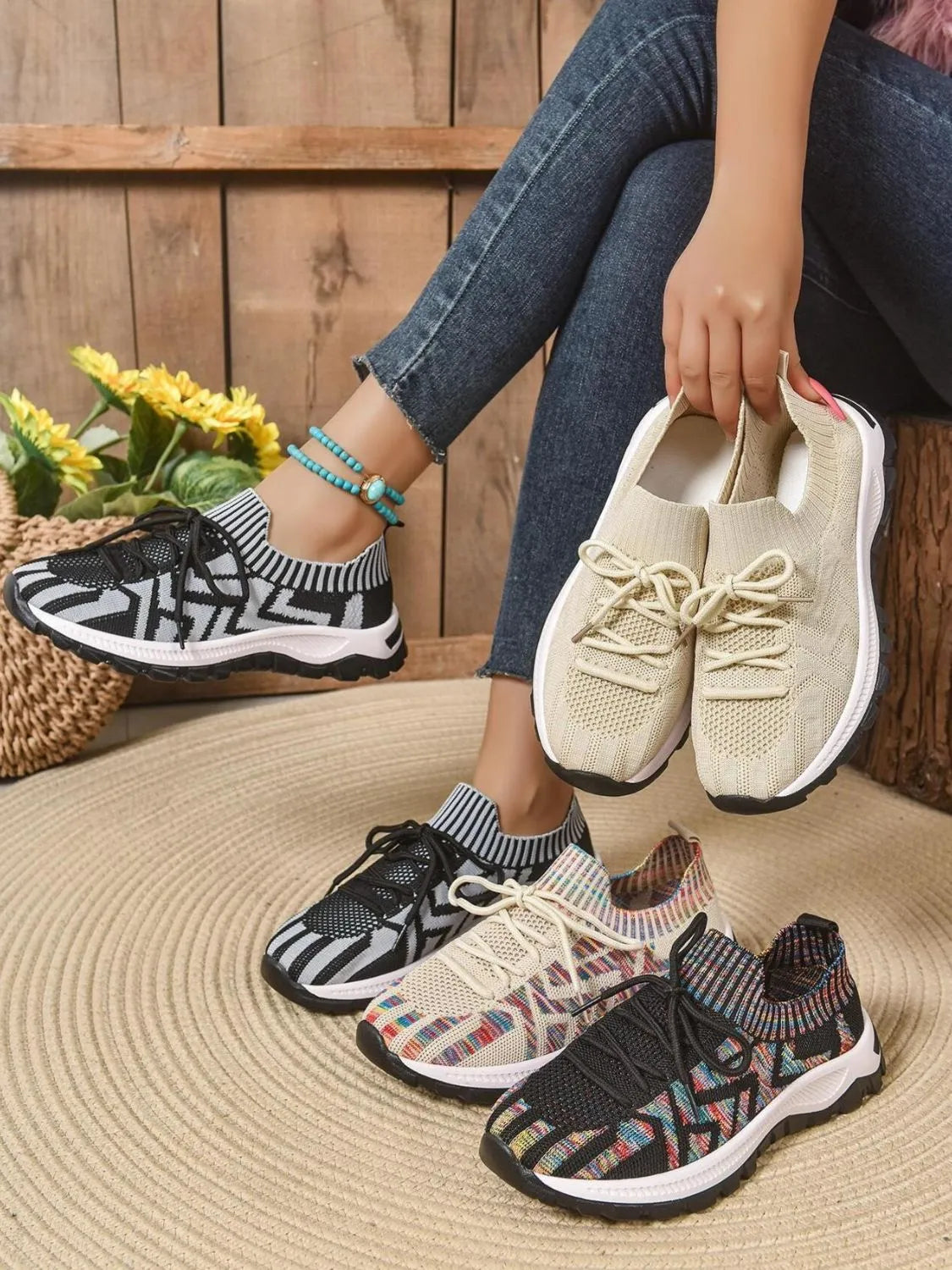 Mesh Knit Lace Up Athletic - Lilixa.store