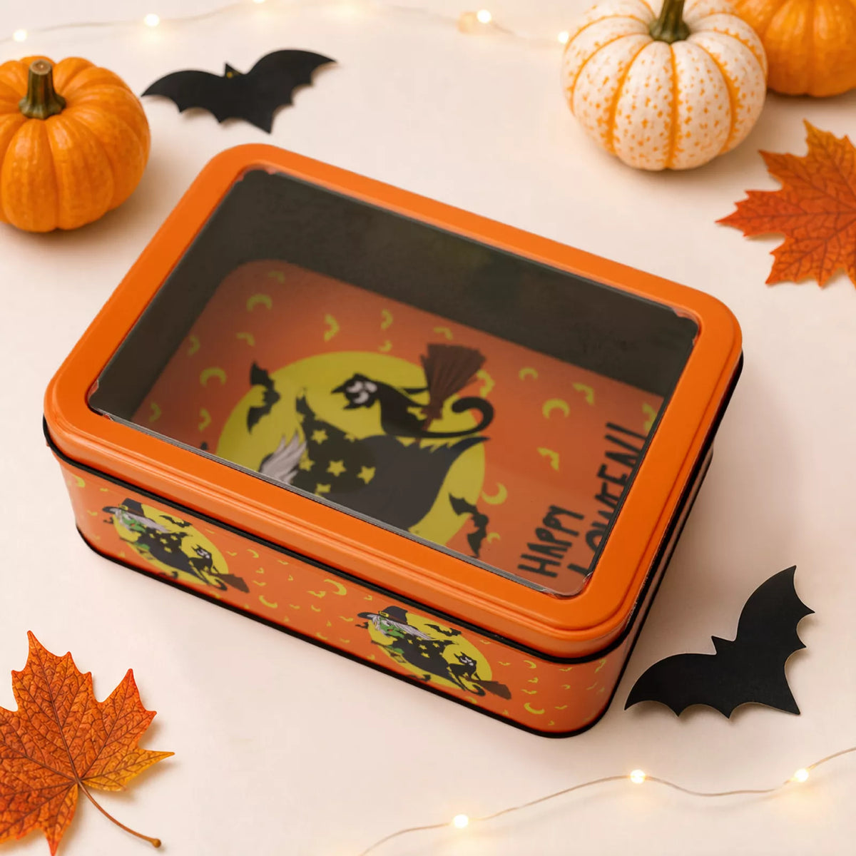Halloween Decorative Metal Storage Box with Window Display - Lilixa.store