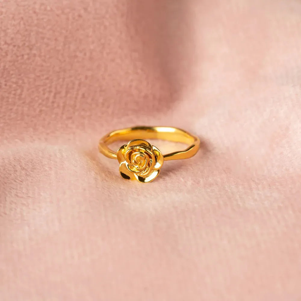 Rose Shape 18K Gold-Plated Ring - Lilixa.store