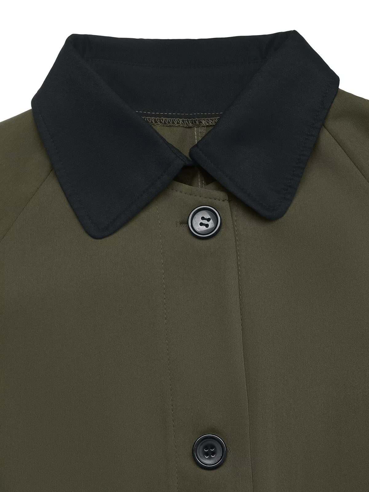 Contrast Collar Button Up Coat in Green, view 7