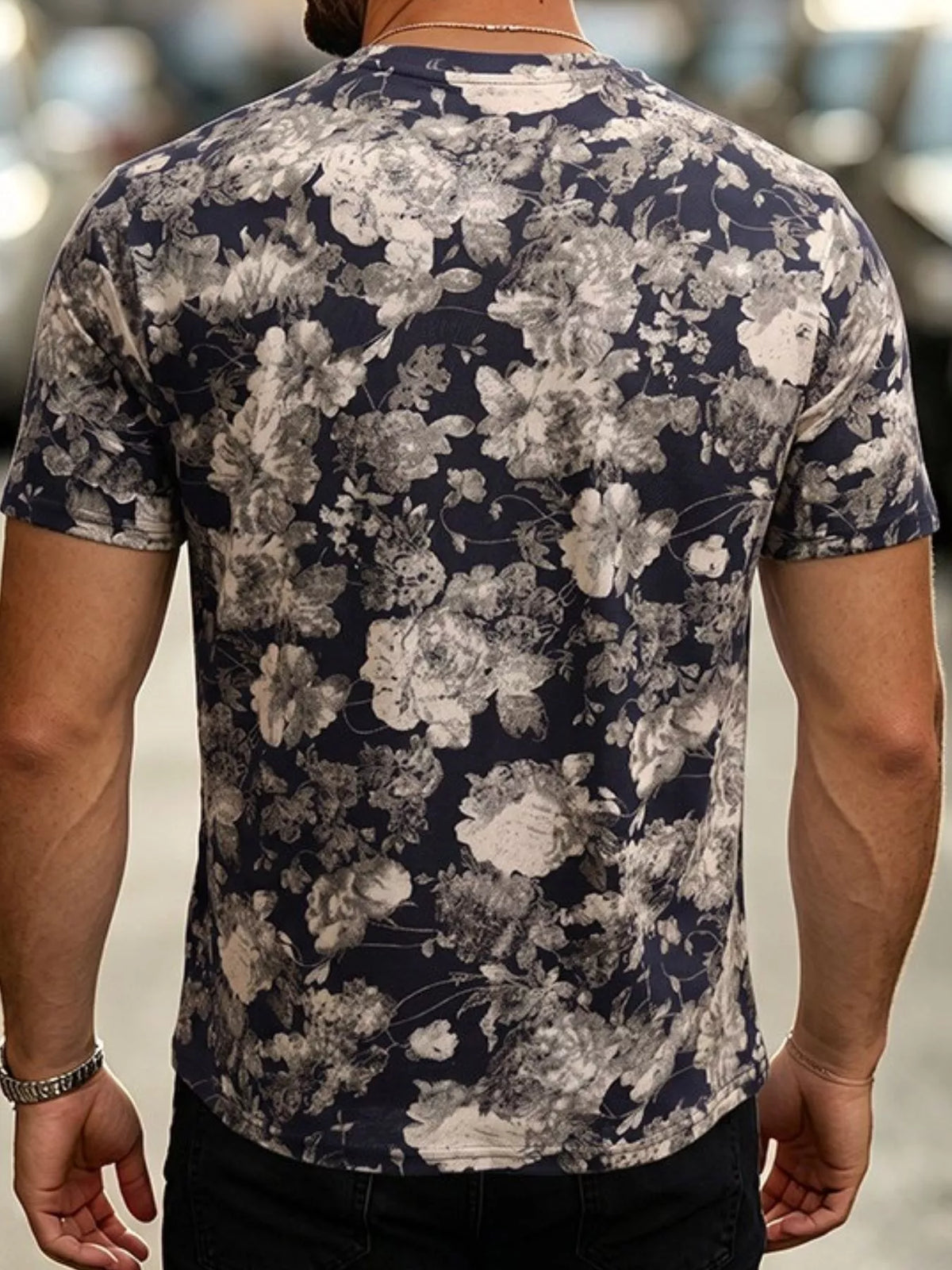 Men's Plus Size Floral Print Slim Fit T-Shirt - Lilixa.store