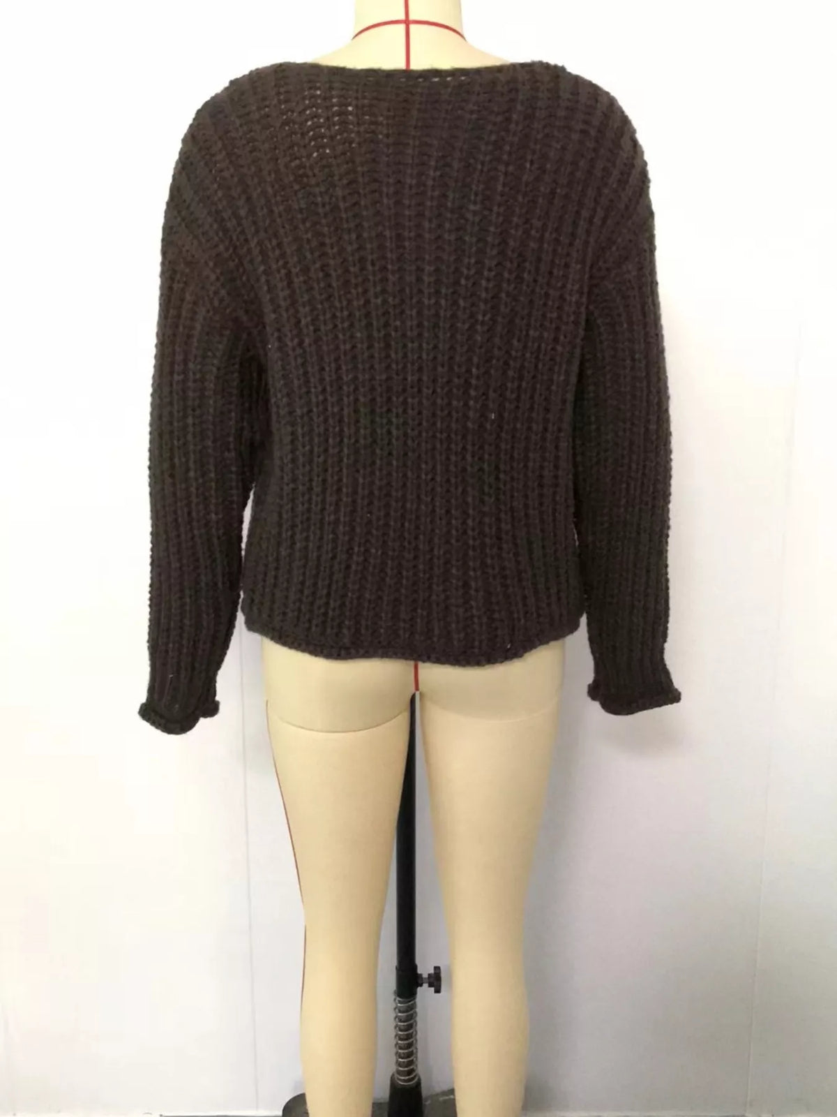 Ribbed Knit Cardigan with Gold-Tone Buttons, view 16